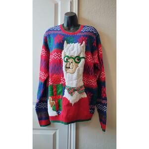 Celebrate Together Womens Size L Llama Drink Pouch Ugly Christmas Sweater